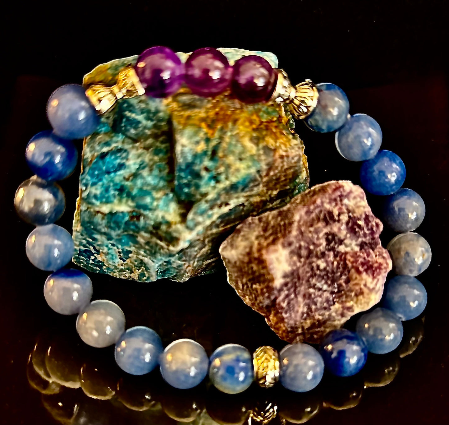 Pulsera Mente Tranquila – Amatista y Aventurina Azul para el Apoyo contra la Ansiedad