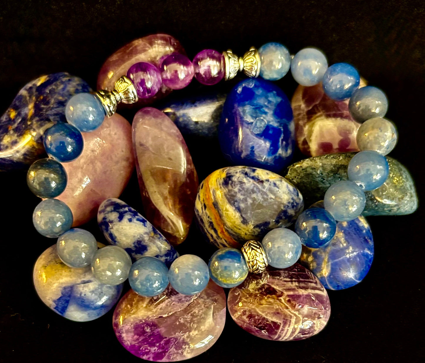 Pulsera Mente Tranquila – Amatista y Aventurina Azul para el Apoyo contra la Ansiedad
