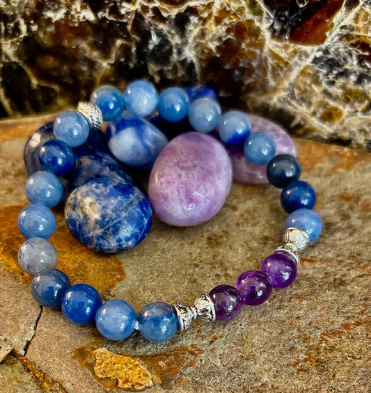 Pulsera Mente Tranquila – Amatista y Aventurina Azul para el Apoyo contra la Ansiedad