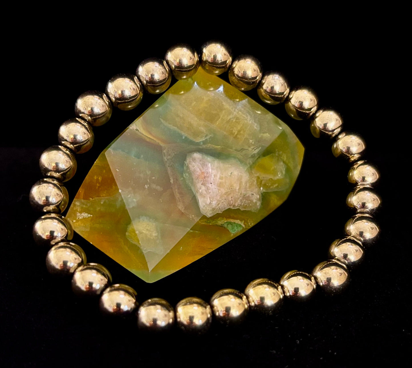 Pulsera Curativa de Hematita Dorada – Fuerza • Confianza • Equilibrio (8mm o 10mm, Muñecas Medianas)