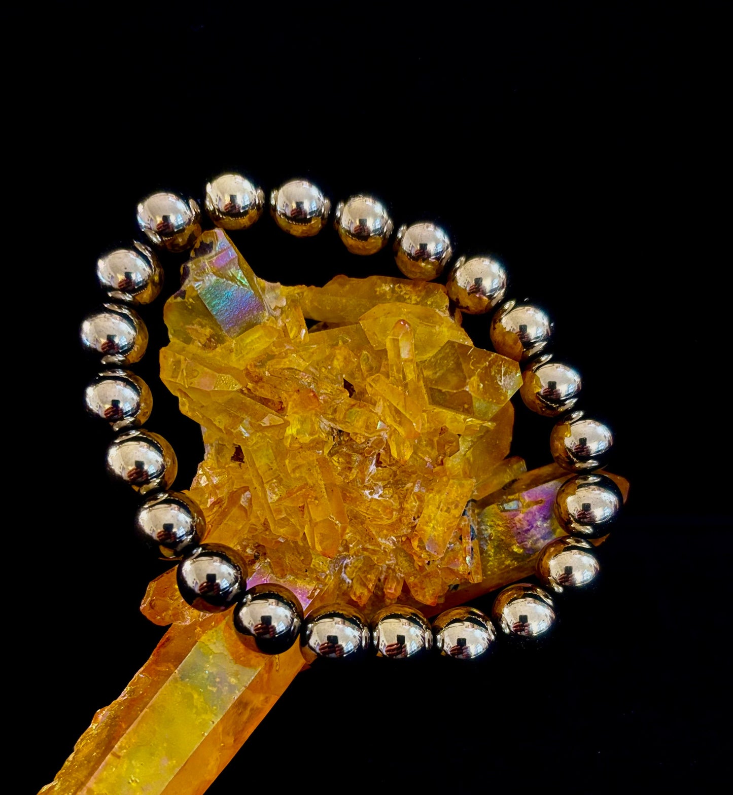 Pulsera Curativa de Hematita Dorada – Fuerza • Confianza • Equilibrio (8mm o 10mm, Muñecas Medianas)