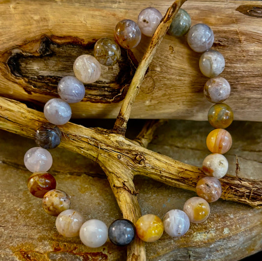 Pulsera de Cuentas Energéticas de Jaspe Bambú – Fuerza • Enraizamiento • Estabilidad (8mm, Muñecas Grandes)