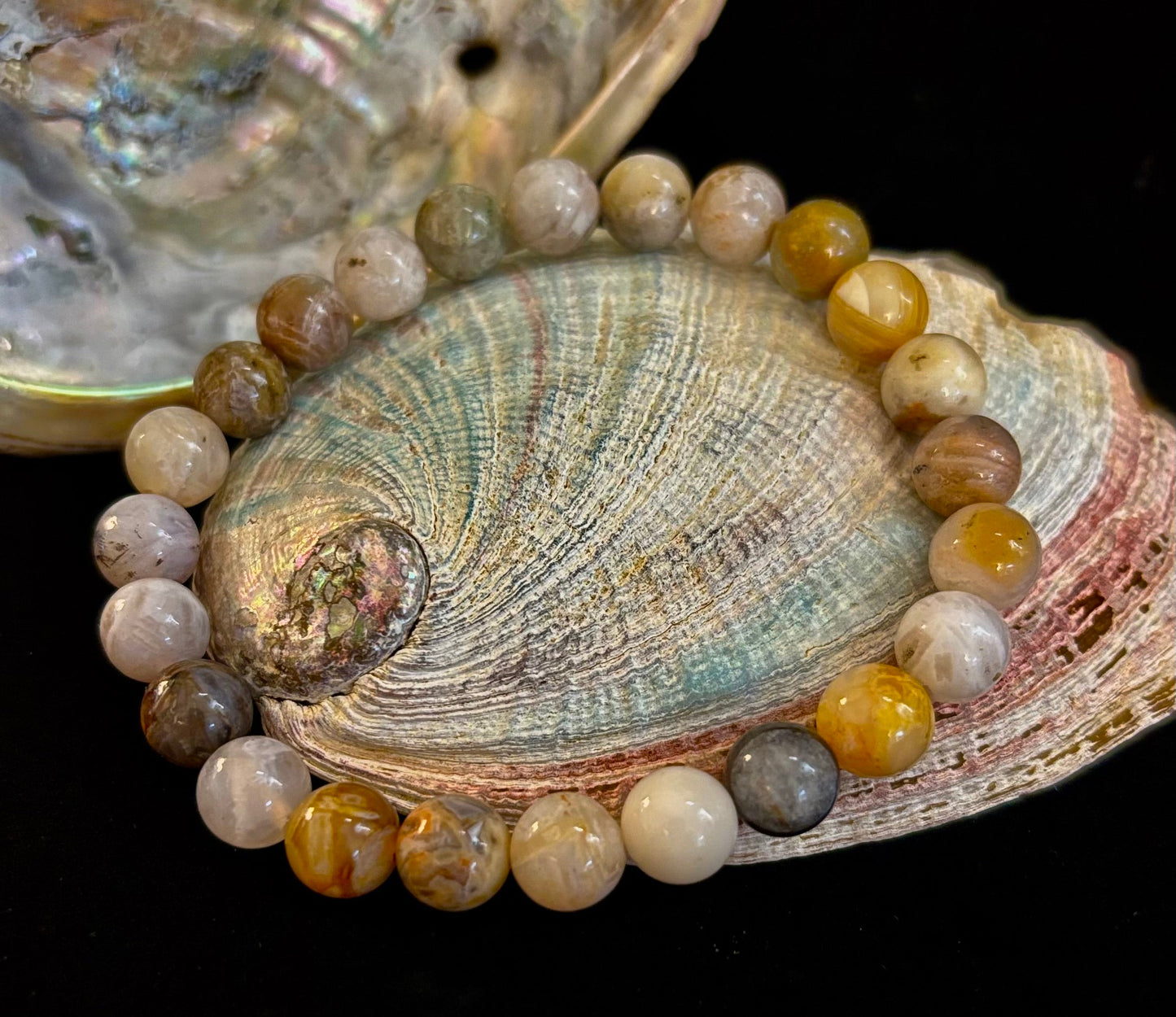 Pulsera de Cuentas Energéticas de Jaspe Bambú – Fuerza • Enraizamiento • Estabilidad (8mm, Muñecas Grandes)