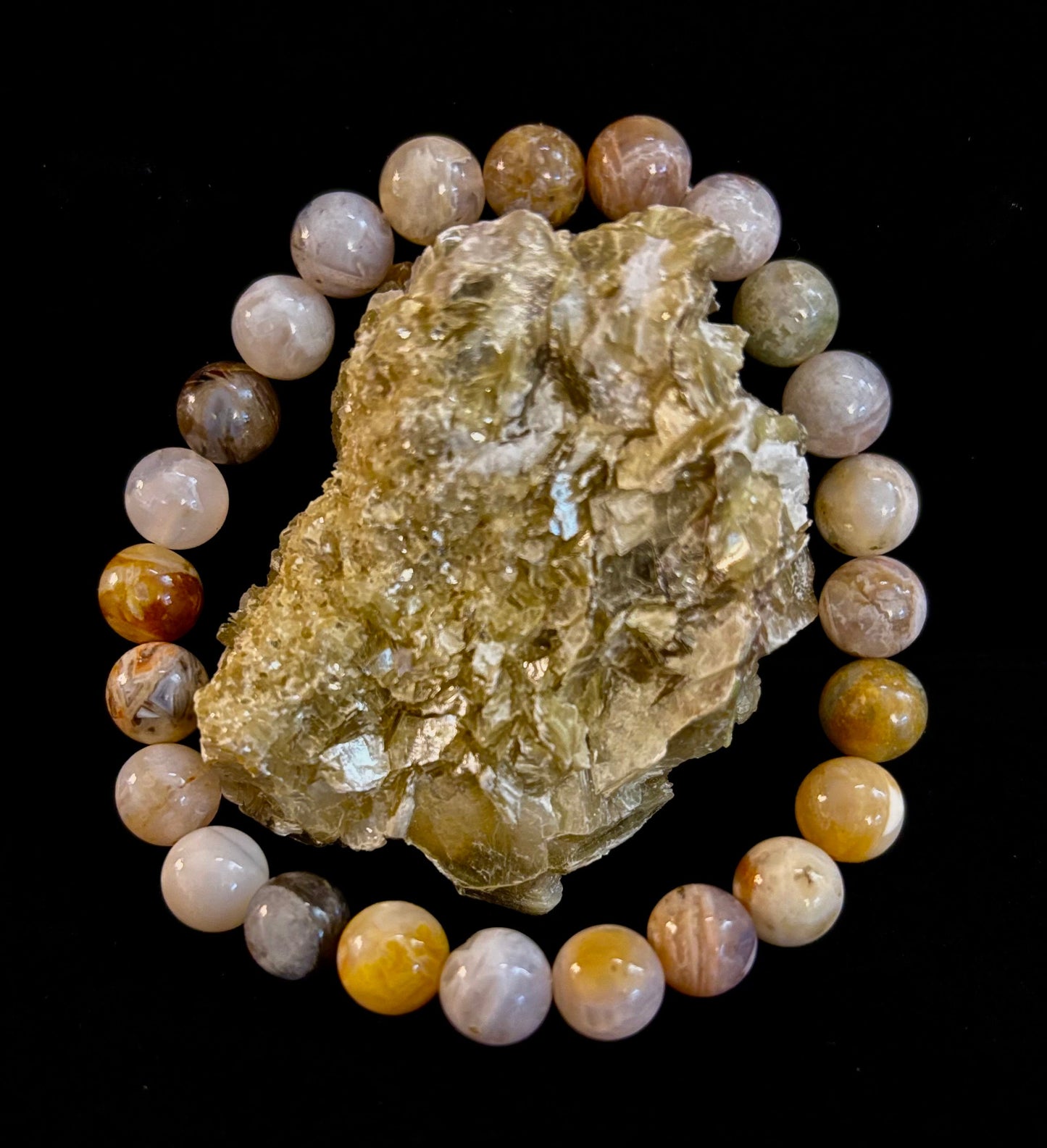 Pulsera de Cuentas Energéticas de Jaspe Bambú – Fuerza • Enraizamiento • Estabilidad (8mm, Muñecas Grandes)