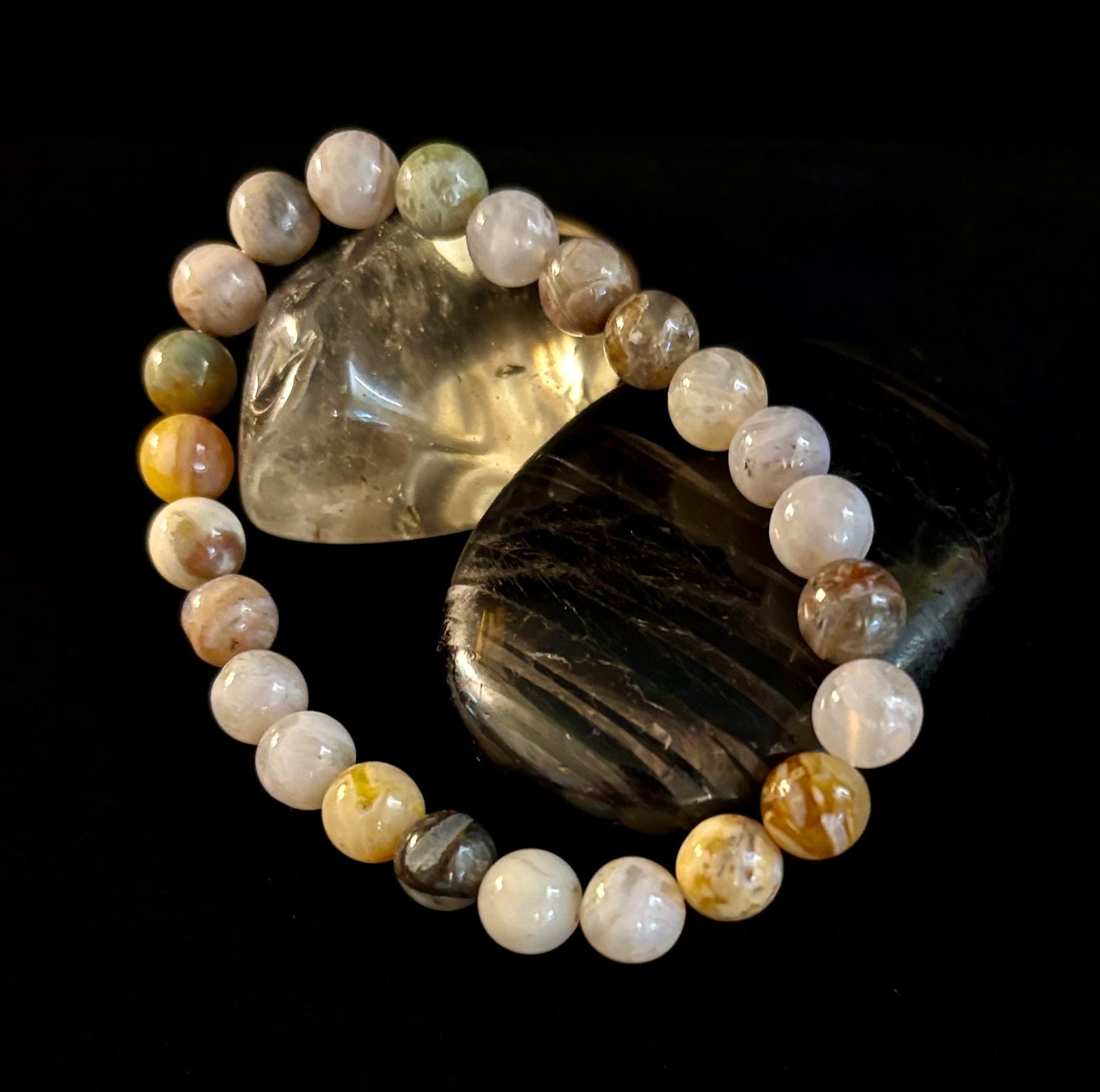 Pulsera de Cuentas Energéticas de Jaspe Bambú – Fuerza • Enraizamiento • Estabilidad (8mm, Muñecas Grandes)