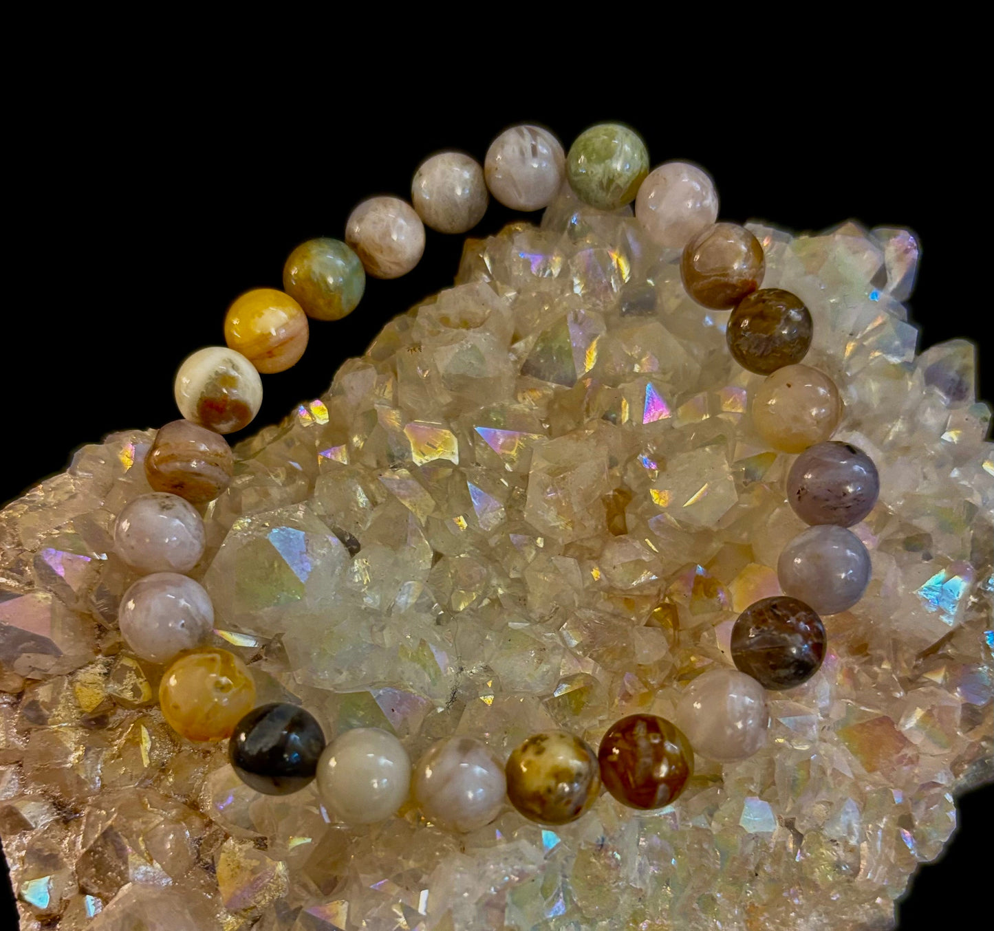 Pulsera de Cuentas Energéticas de Jaspe Bambú – Fuerza • Enraizamiento • Estabilidad (8mm, Muñecas Grandes)