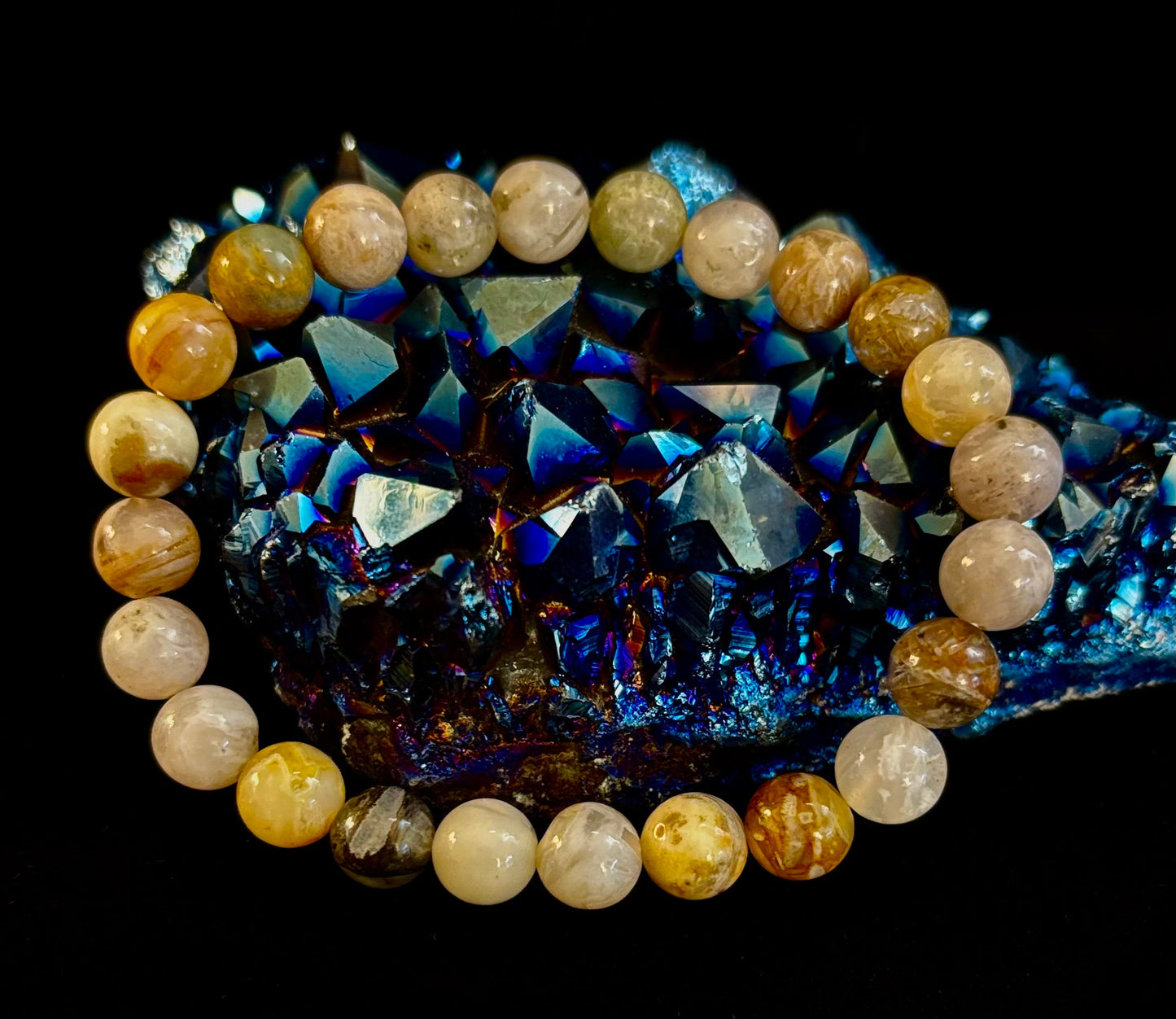 Pulsera de Cuentas Energéticas de Jaspe Bambú – Fuerza • Enraizamiento • Estabilidad (8mm, Muñecas Grandes)