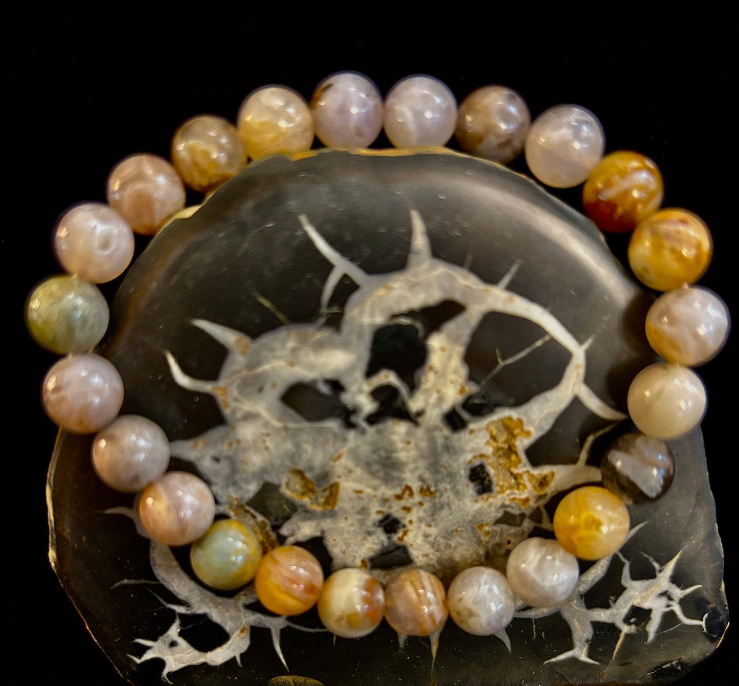 Pulsera de Cuentas Energéticas de Jaspe Bambú – Fuerza • Enraizamiento • Estabilidad (8mm, Muñecas Grandes)