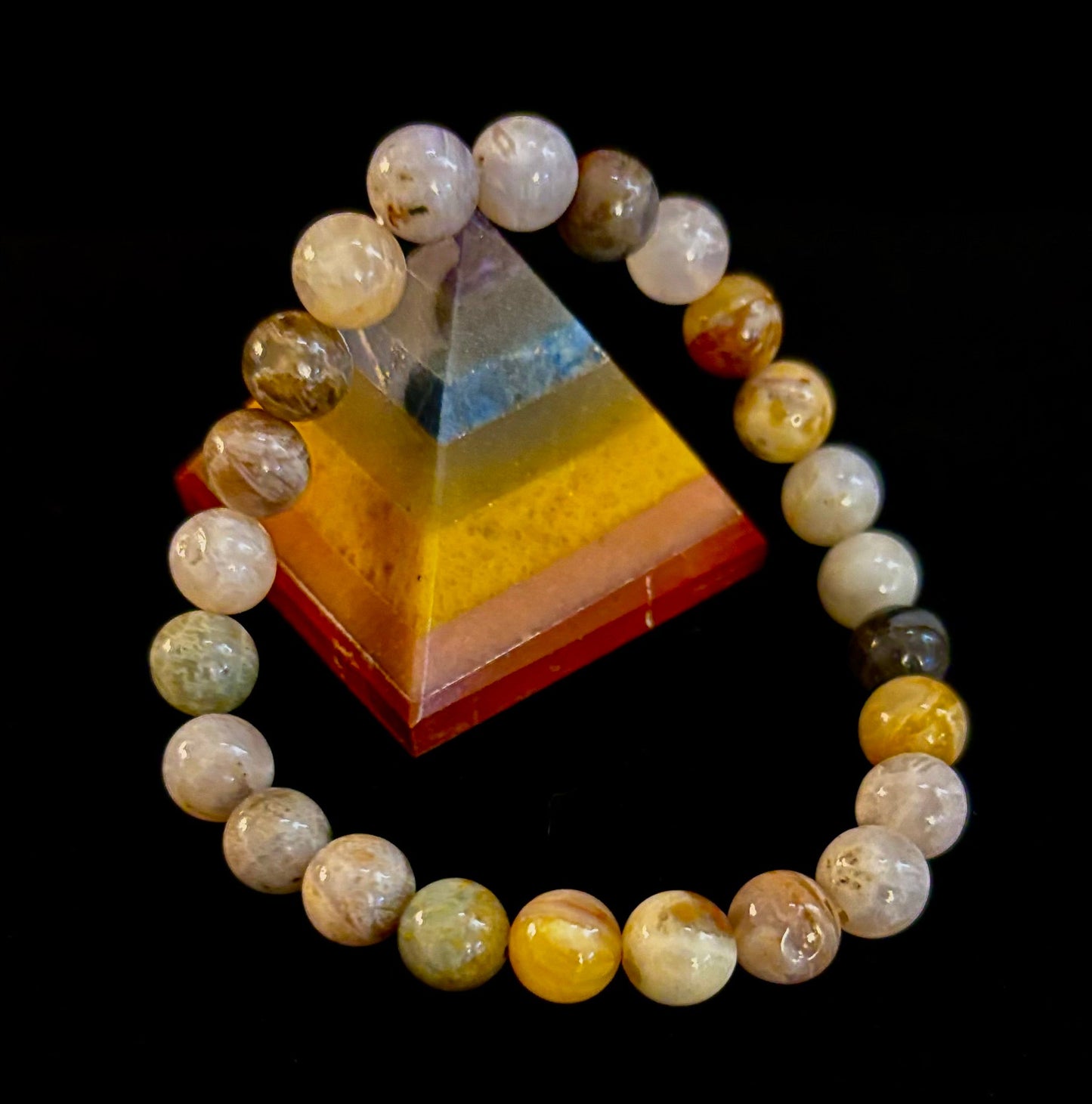 Pulsera de Cuentas Energéticas de Jaspe Bambú – Fuerza • Enraizamiento • Estabilidad (8mm, Muñecas Grandes)