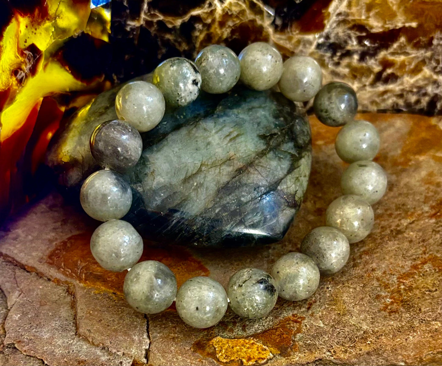 Pulsera de Protección y Transformación de Labradorita – Piedras Naturales de 8mm, 10mm, 12mm