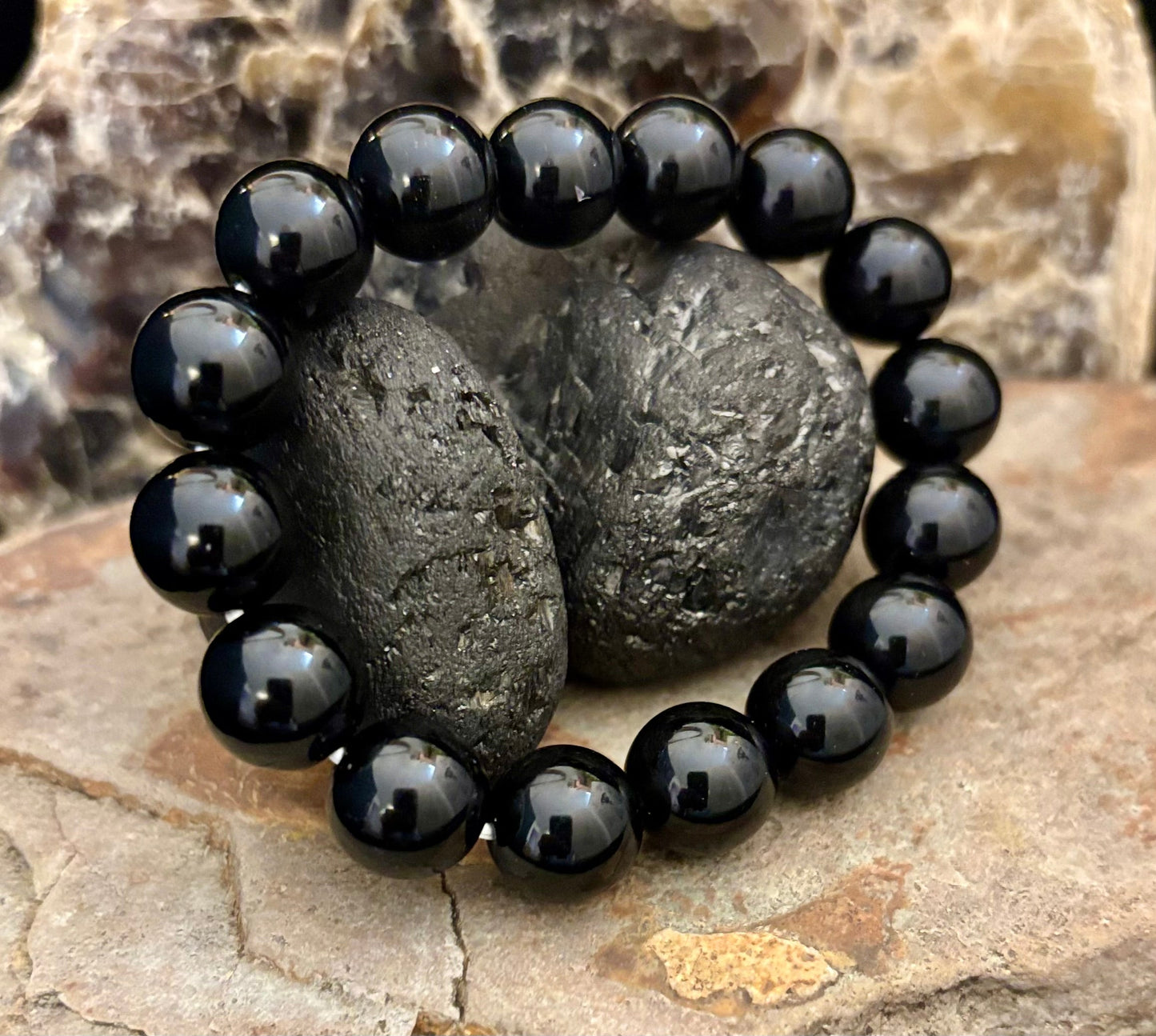 Pulsera de Obsidiana Negra con Cuentas - Enraizamiento, Protección y Paz Interior