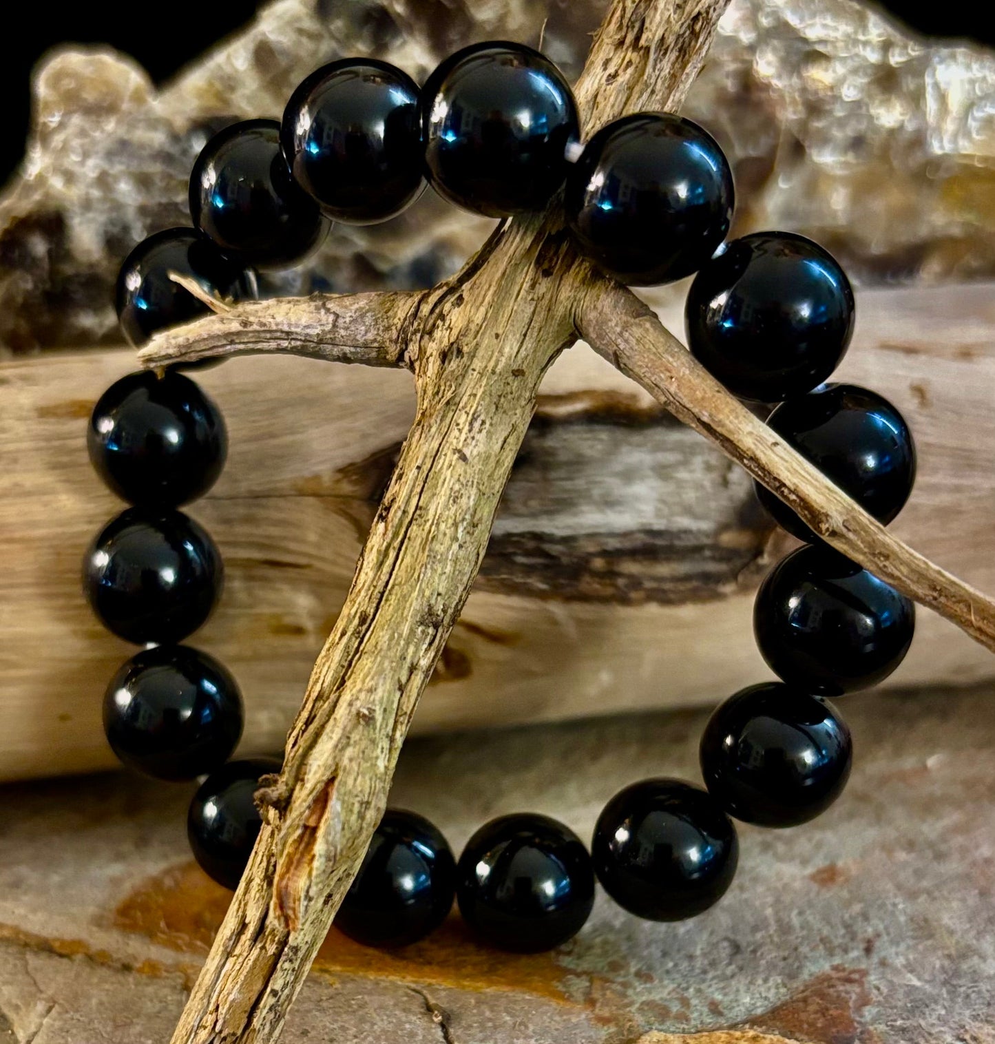 Pulsera de Obsidiana Negra con Cuentas - Enraizamiento, Protección y Paz Interior