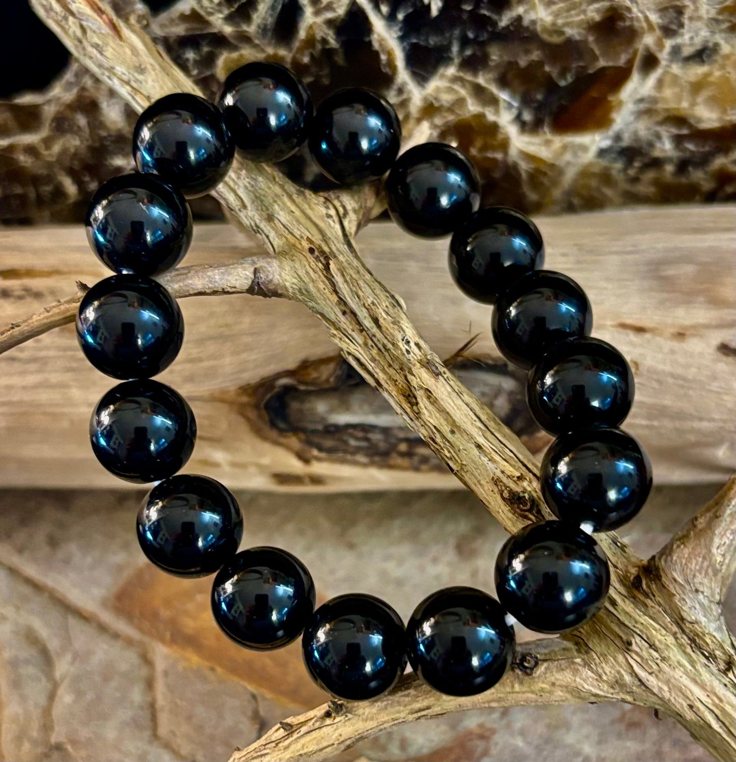Pulsera de Obsidiana Negra con Cuentas - Enraizamiento, Protección y Paz Interior