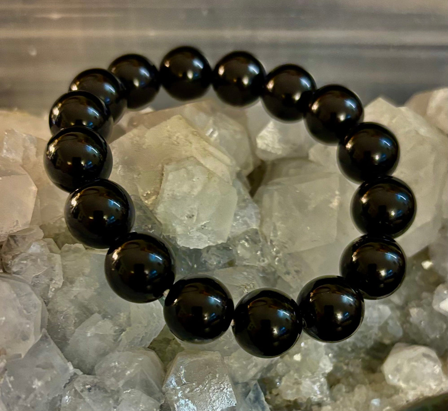 Pulsera de Obsidiana Negra con Cuentas - Enraizamiento, Protección y Paz Interior