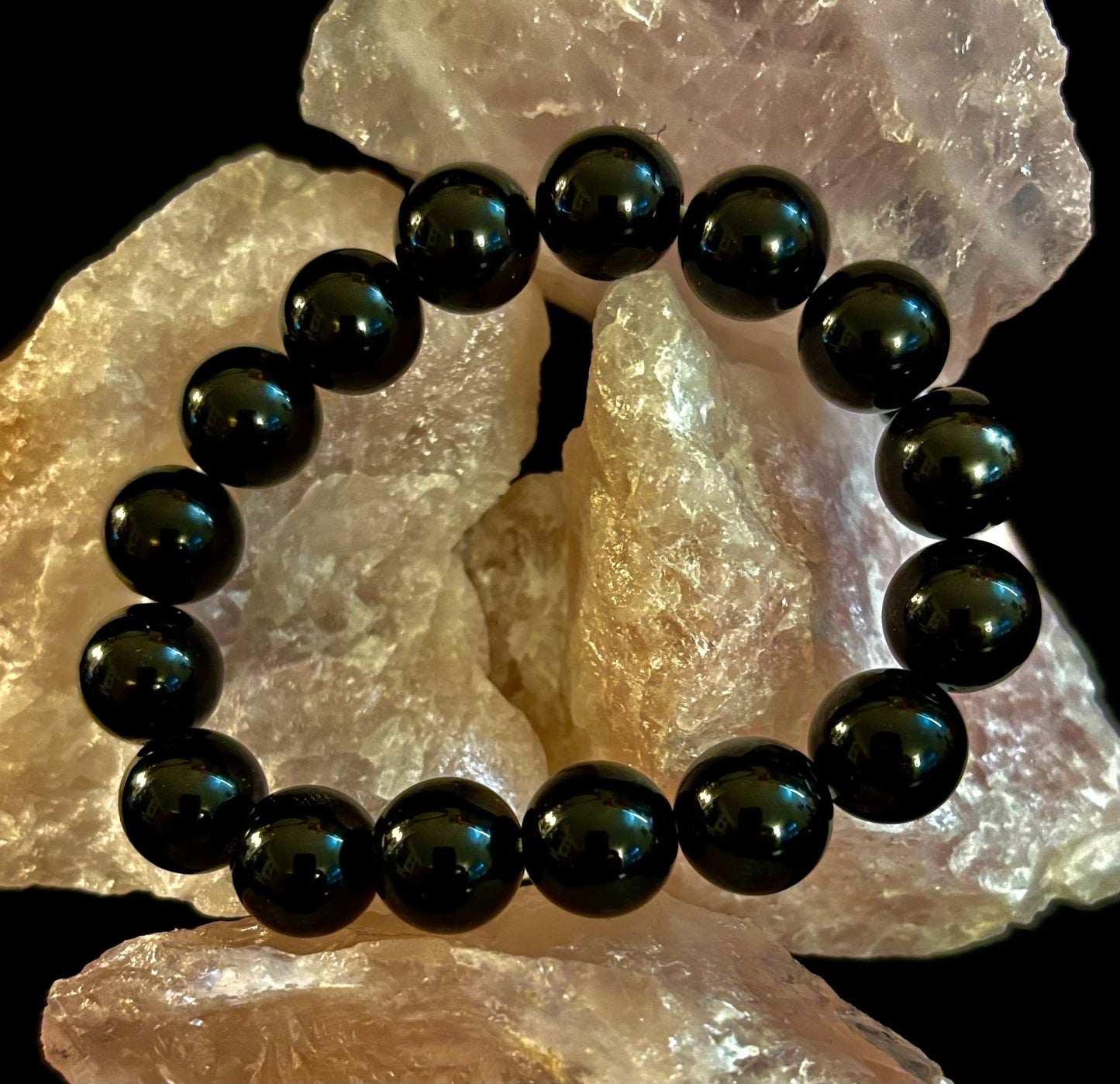 Pulsera de Obsidiana Negra con Cuentas - Enraizamiento, Protección y Paz Interior
