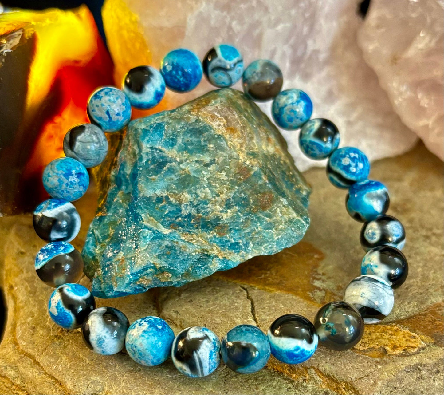 Pulsera Memoria y Concentración | Pulsera Curativa de Piedra Azul Natural para Claridad y Calma