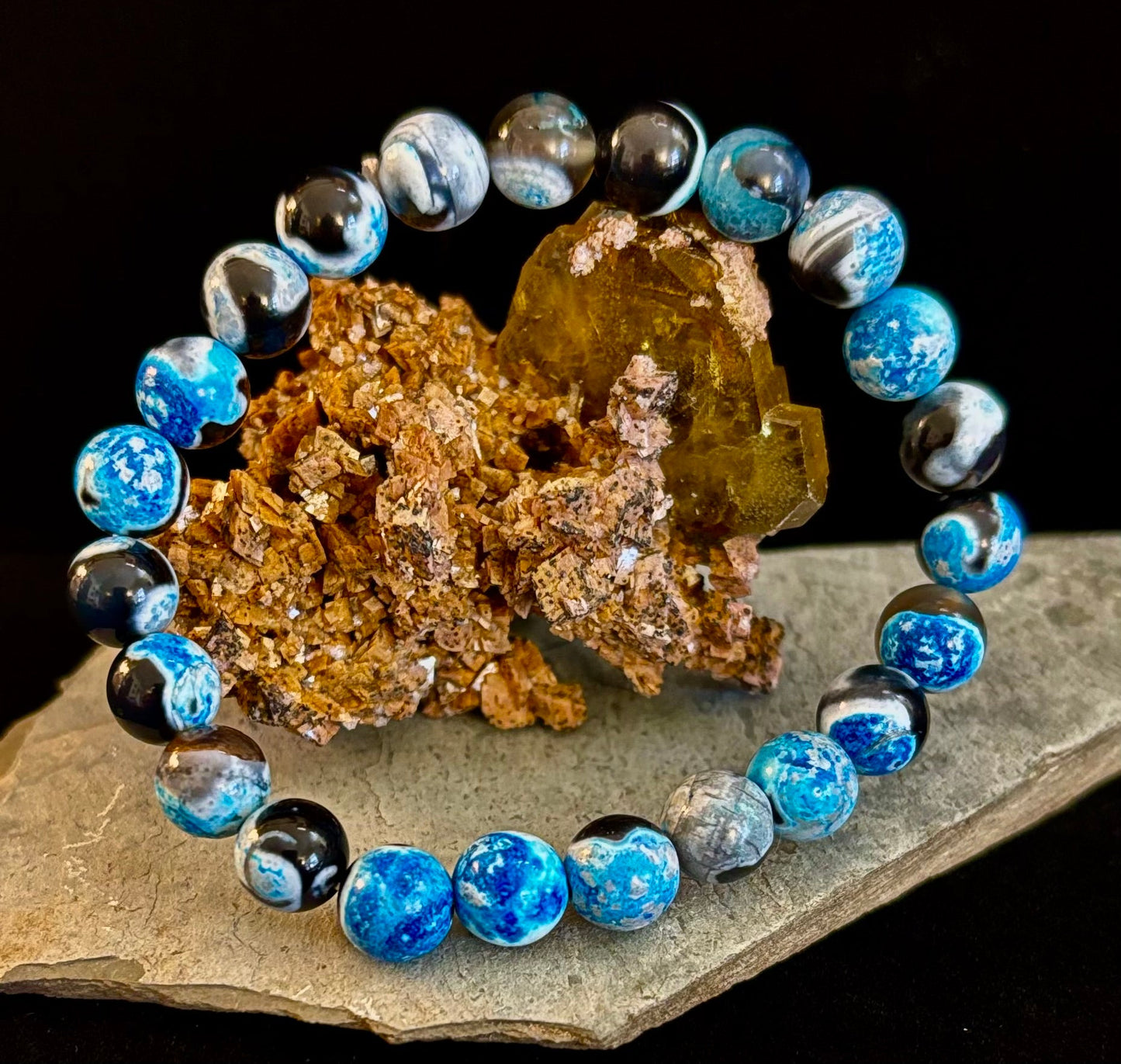 Pulsera Memoria y Concentración | Pulsera Curativa de Piedra Azul Natural para Claridad y Calma