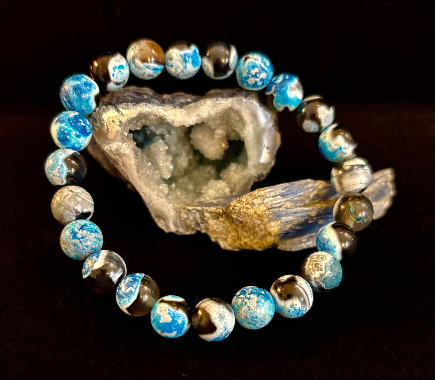 Pulsera Memoria y Concentración | Pulsera Curativa de Piedra Azul Natural para Claridad y Calma