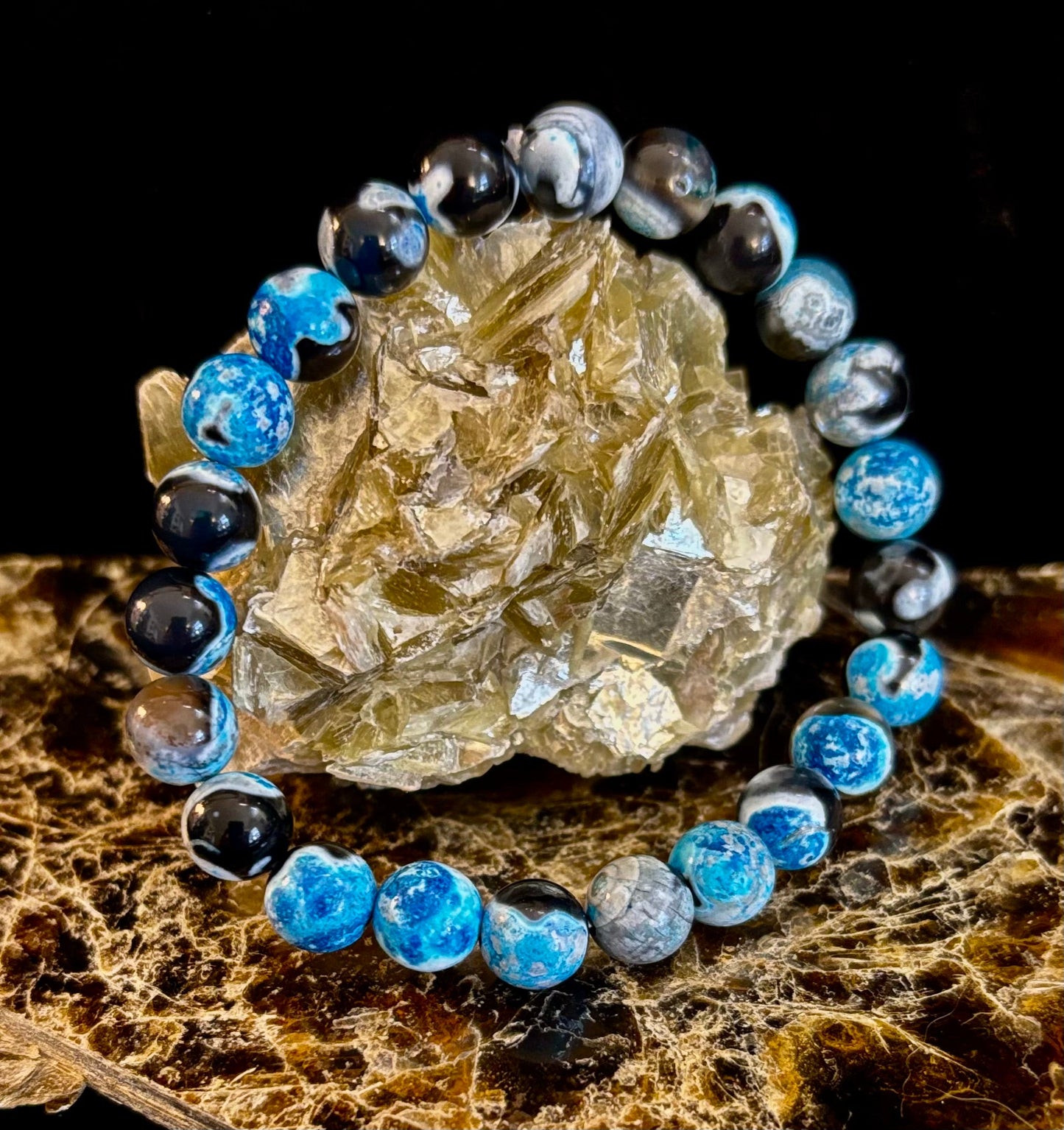 Pulsera Memoria y Concentración | Pulsera Curativa de Piedra Azul Natural para Claridad y Calma