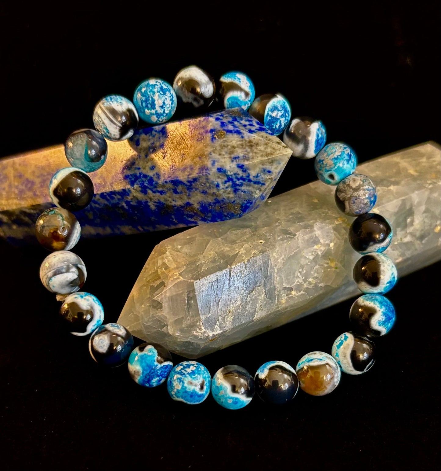 Pulsera Memoria y Concentración | Pulsera Curativa de Piedra Azul Natural para Claridad y Calma