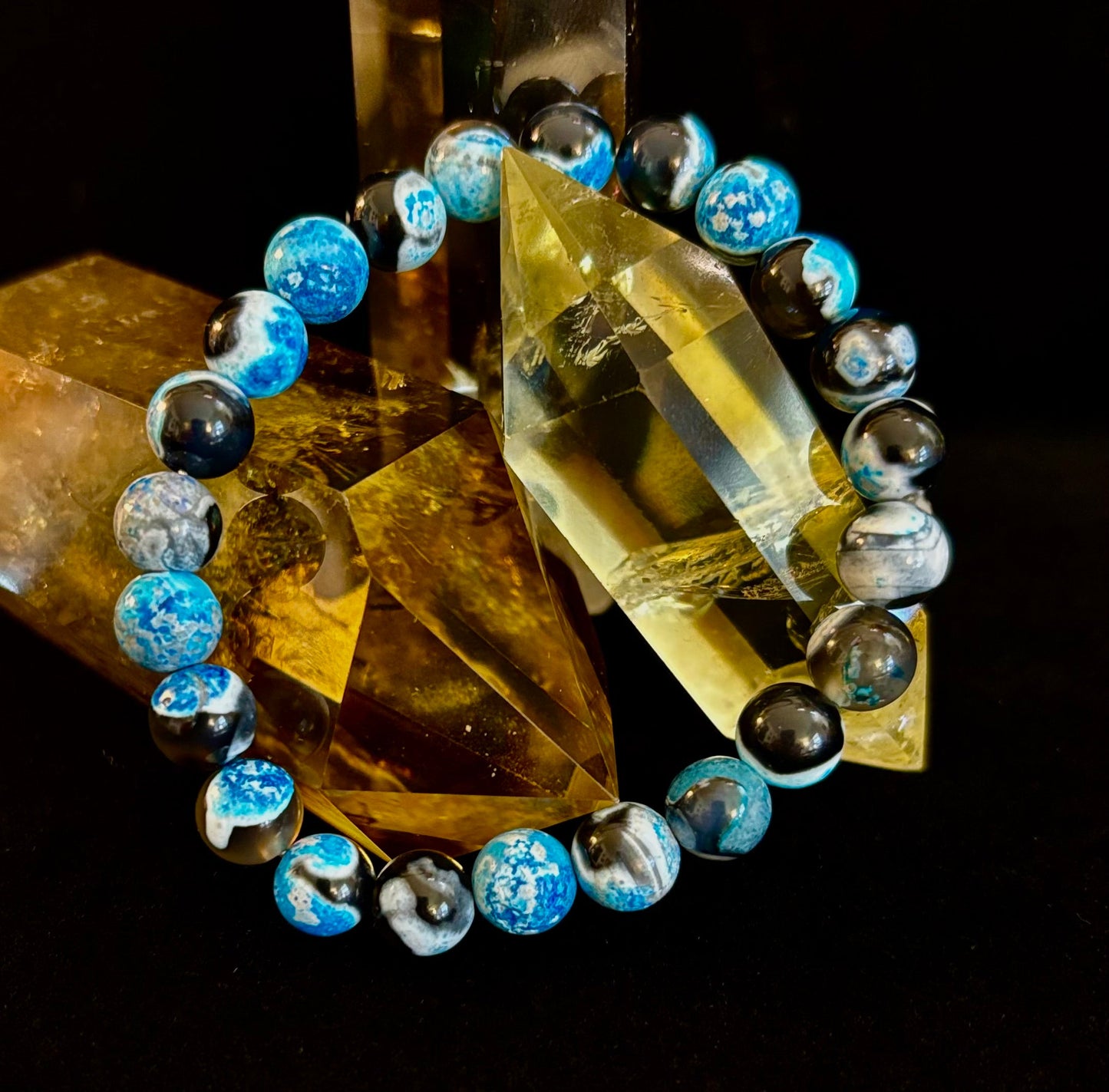 Pulsera Memoria y Concentración | Pulsera Curativa de Piedra Azul Natural para Claridad y Calma