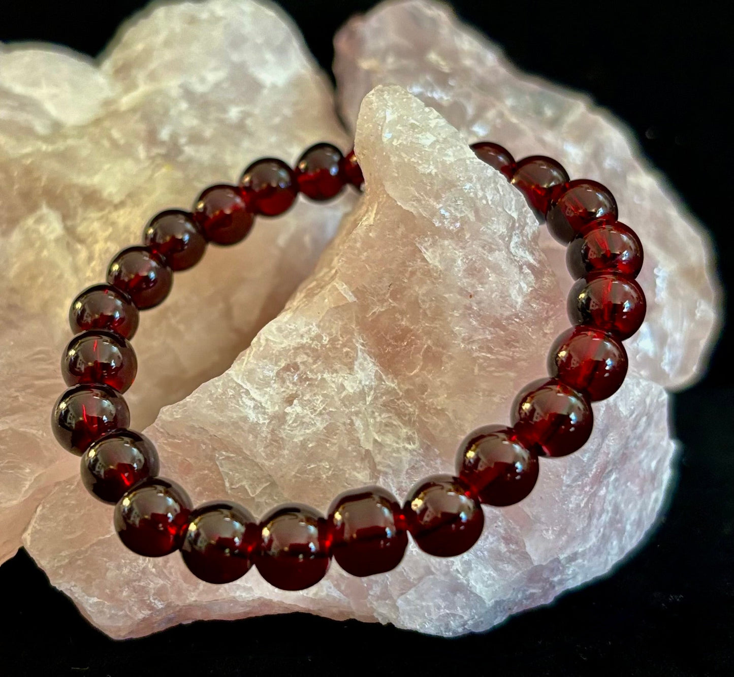 Pulsera de los Deseos de Granate – Cuentas de 8mm para la Pasión, la Protección y la Manifestación