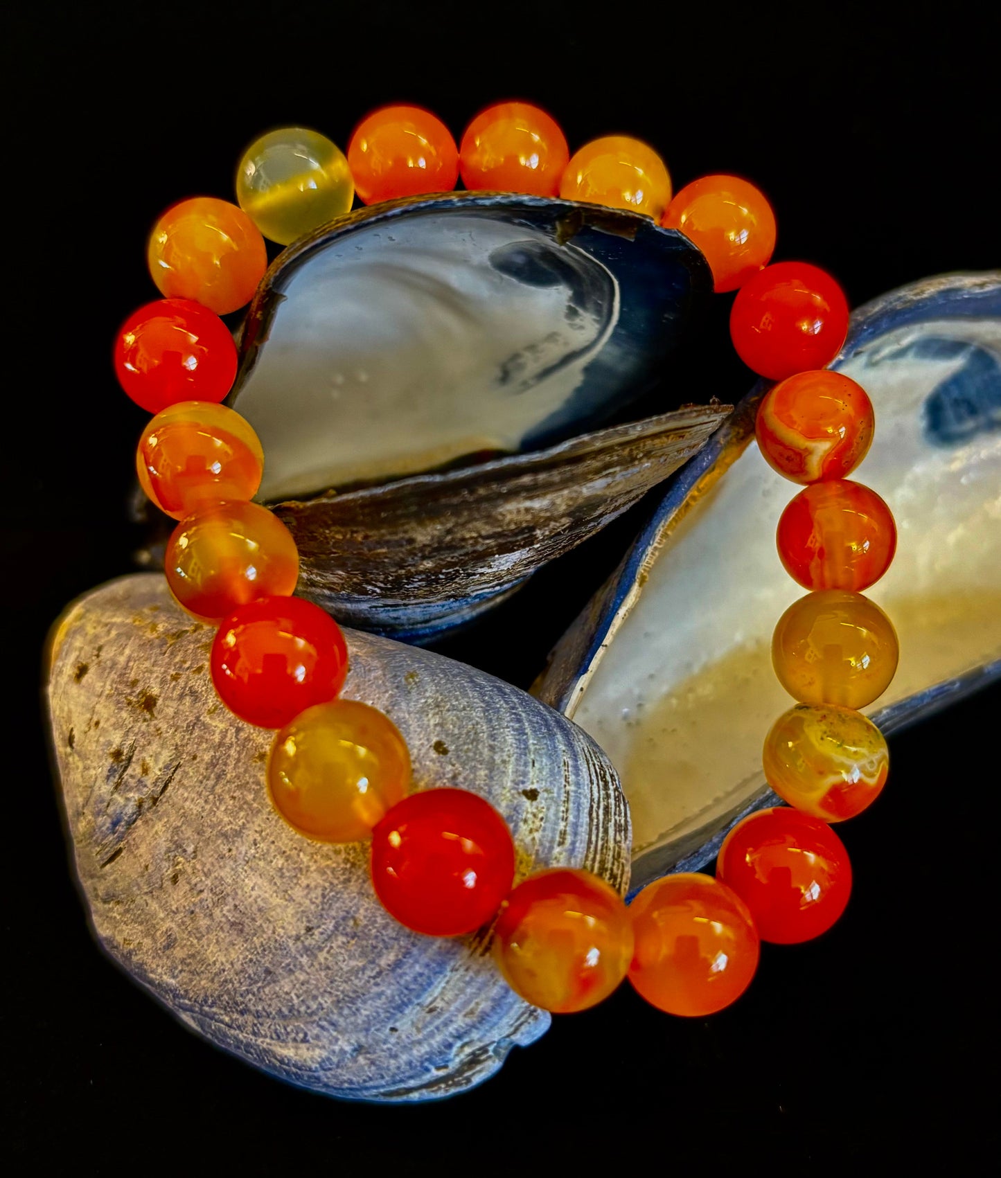 Pulsera de ágata de rayas naranjas | Cuentas de piedra natural de 10 mm para equilibrio, creatividad y confianza