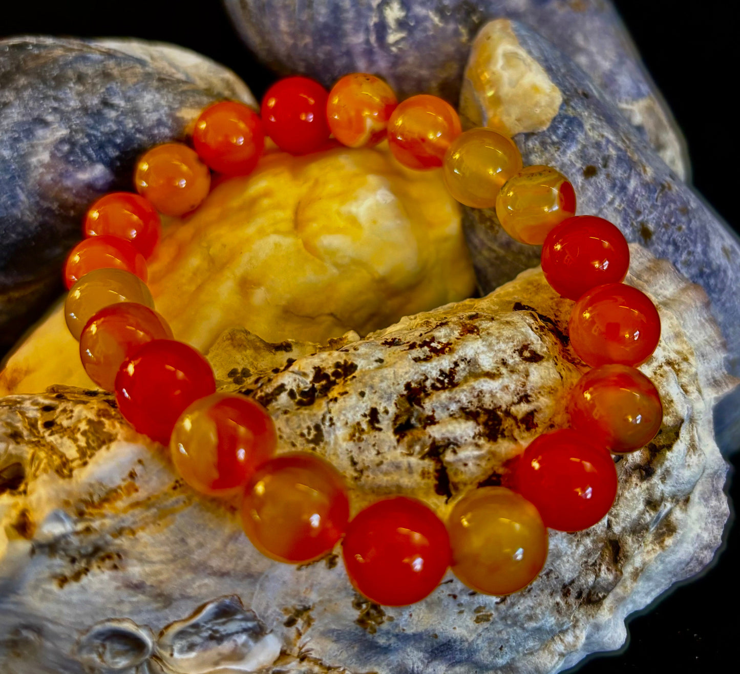 Pulsera de ágata de rayas naranjas | Cuentas de piedra natural de 10 mm para equilibrio, creatividad y confianza