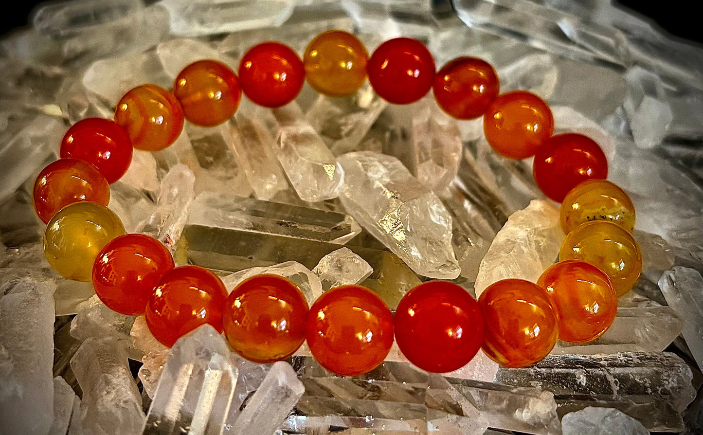 Pulsera de ágata de rayas naranjas | Cuentas de piedra natural de 10 mm para equilibrio, creatividad y confianza