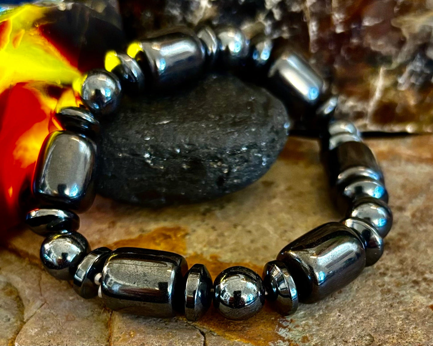 Pulsera Power Play | Piedra Curativa Geométrica para Fuerza y Estilo (Muñecas Grandes)