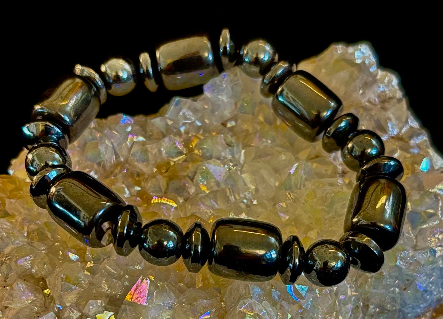 Pulsera Power Play | Piedra Curativa Geométrica para Fuerza y Estilo (Muñecas Grandes)