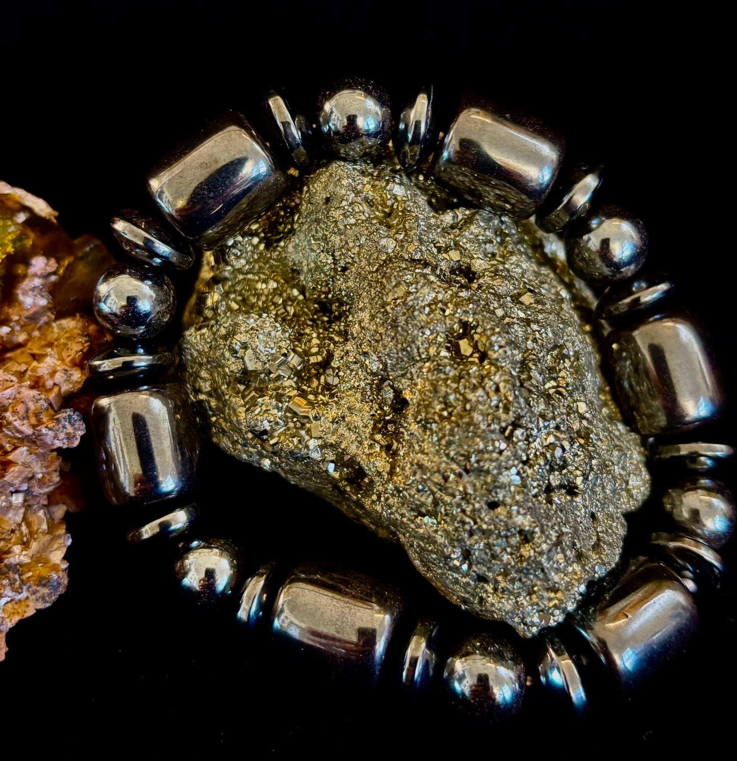 Pulsera Power Play | Piedra Curativa Geométrica para Fuerza y Estilo (Muñecas Grandes)