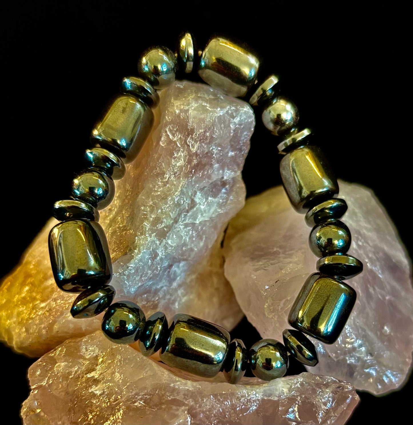 Pulsera Power Play | Piedra Curativa Geométrica para Fuerza y Estilo (Muñecas Grandes)