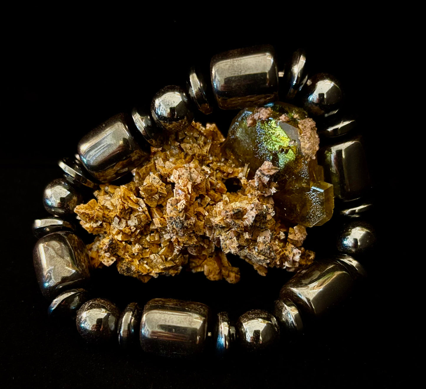 Pulsera Power Play | Piedra Curativa Geométrica para Fuerza y Estilo (Muñecas Grandes)