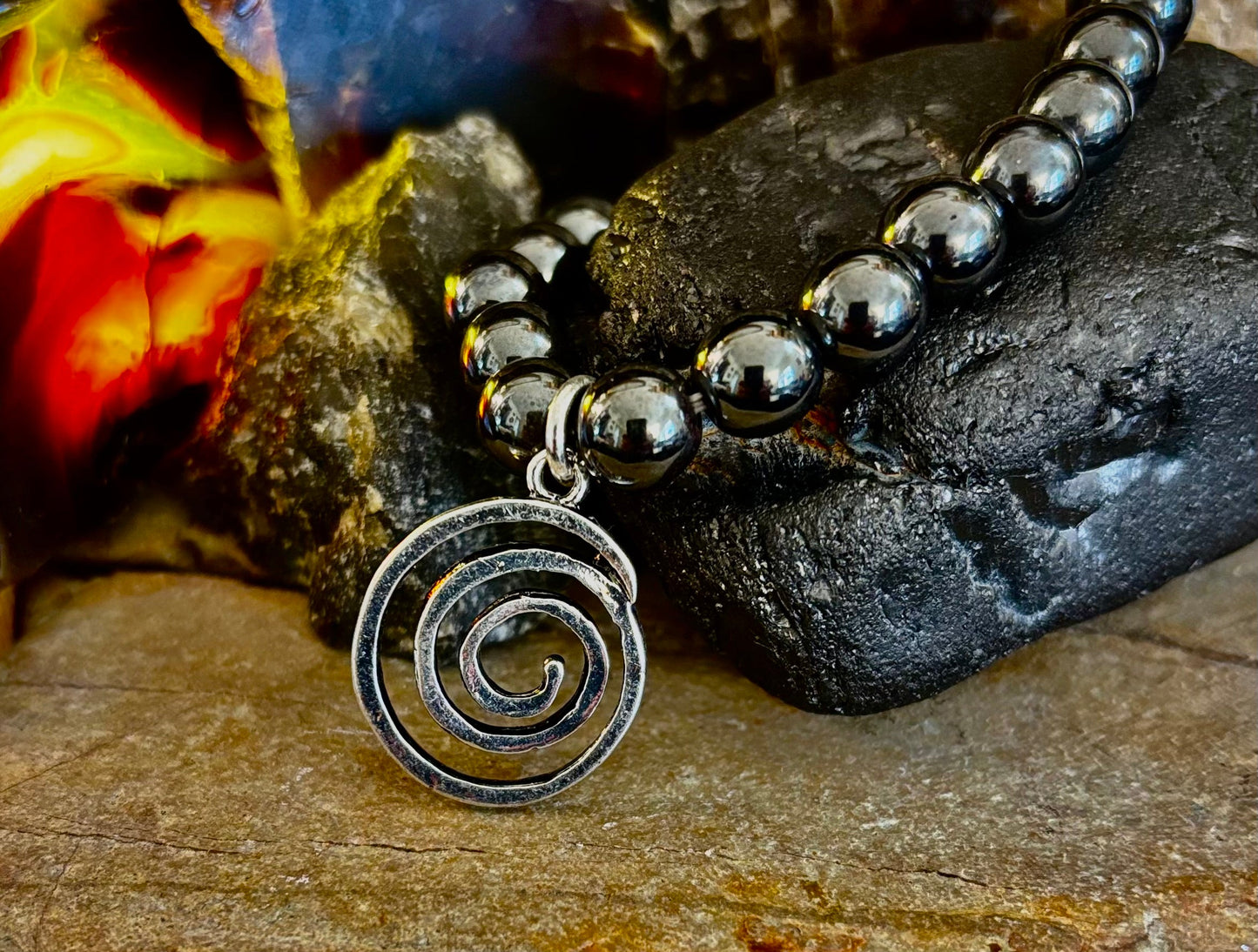 Colección de pulseras con dijes de piedra natural 7 Maravillas | Cuentas de gema curativa de 8 mm con dijes de plata (Muñecas Pequeñas a Medianas)