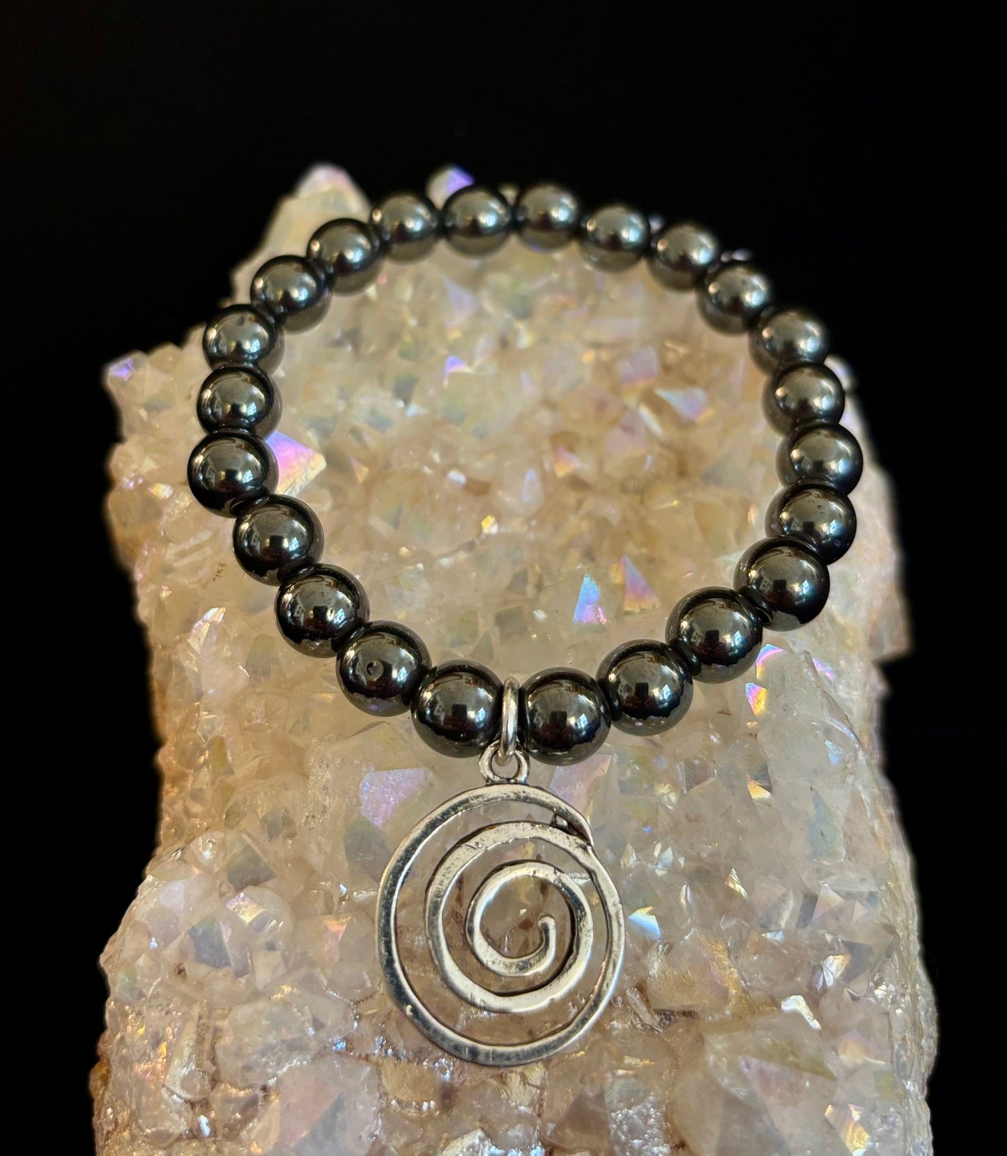 Colección de pulseras con dijes de piedra natural 7 Maravillas | Cuentas de gema curativa de 8 mm con dijes de plata (Muñecas Pequeñas a Medianas)