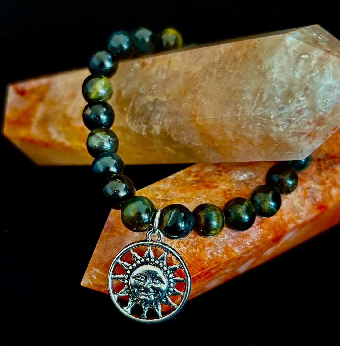 Colección de pulseras con dijes de piedra natural 7 Maravillas | Cuentas de gema curativa de 8 mm con dijes de plata (Muñecas Pequeñas a Medianas)