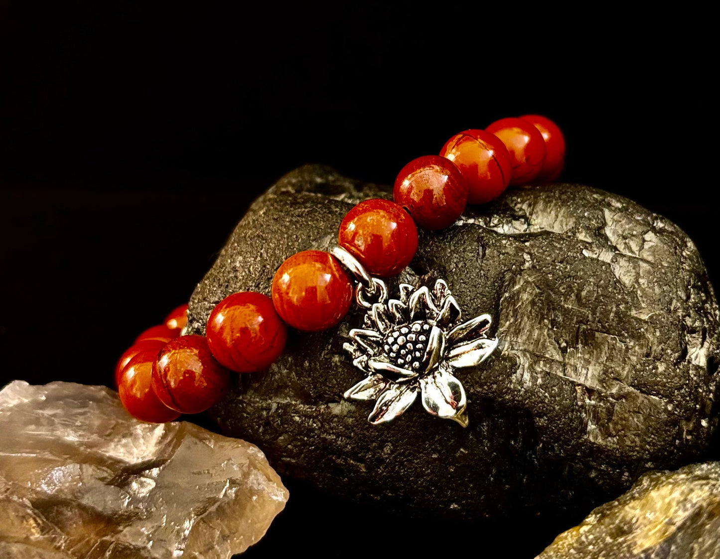 Colección de pulseras con dijes de piedra natural 7 Maravillas | Cuentas de gema curativa de 8 mm con dijes de plata (Muñecas Pequeñas a Medianas)