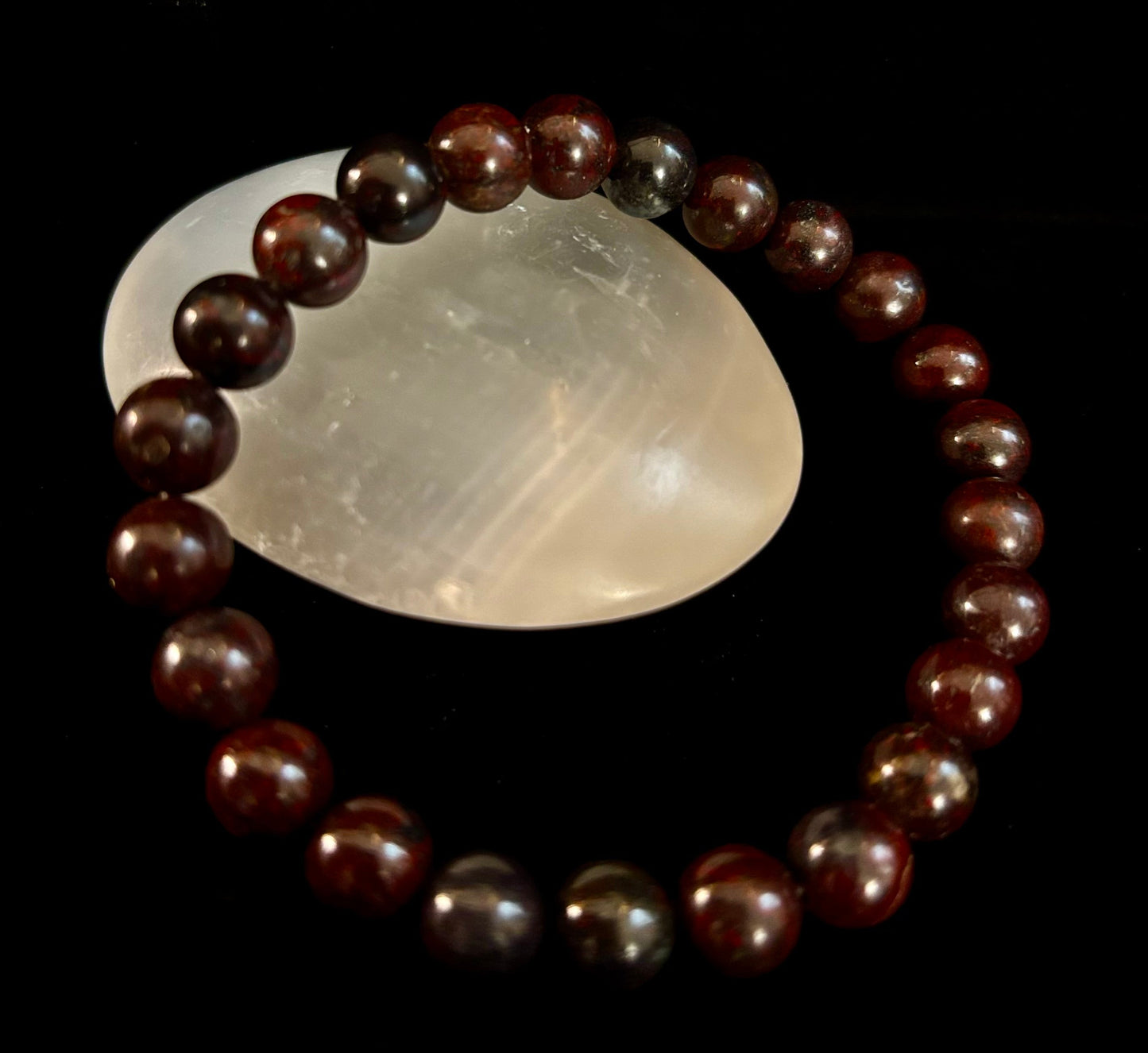 Pulsera de fuerza de heliotropo | Cuentas de energía naturales de 8 mm para protección y vitalidad (ajuste grande de 8")