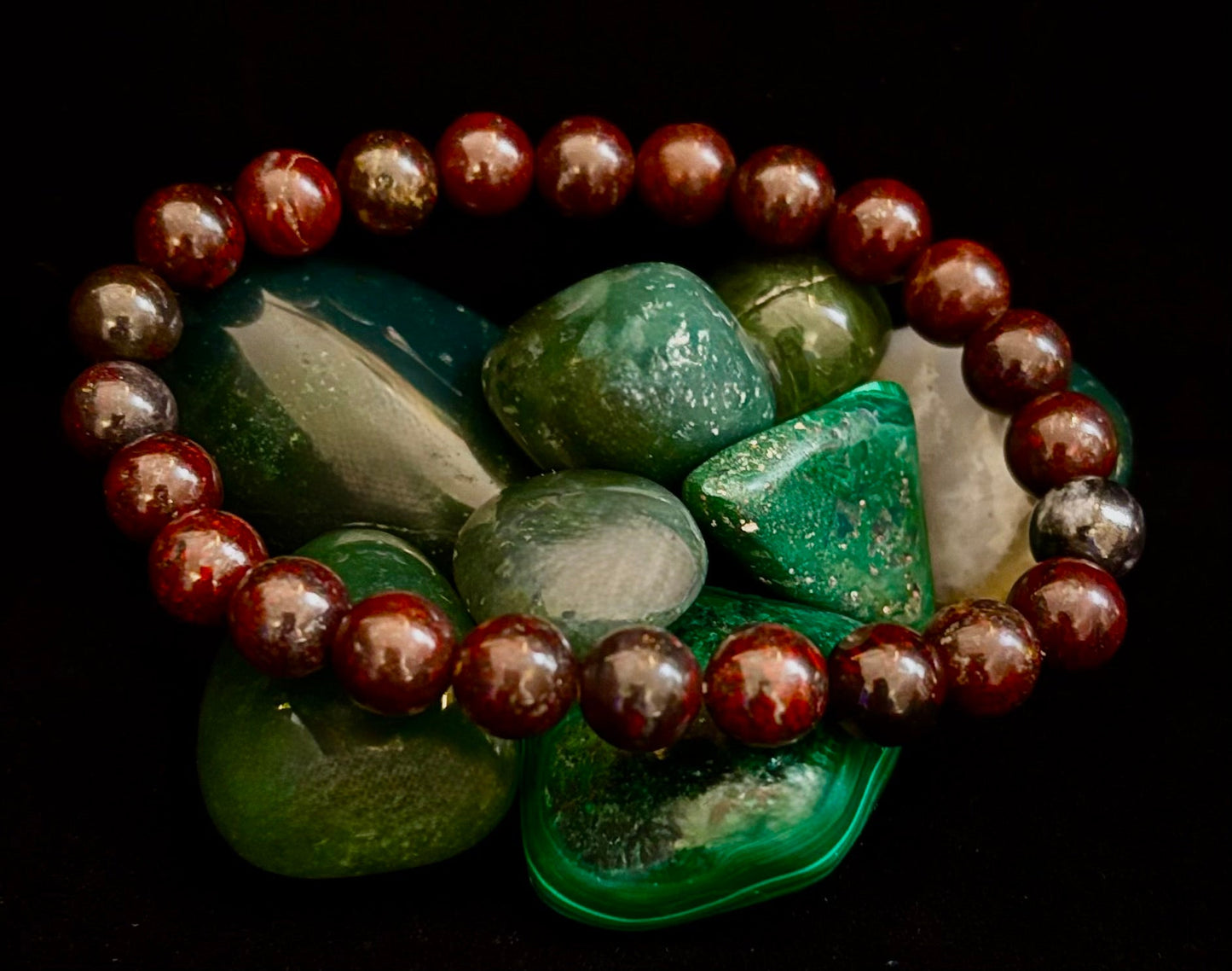 Pulsera de fuerza de heliotropo | Cuentas de energía naturales de 8 mm para protección y vitalidad (ajuste grande de 8")