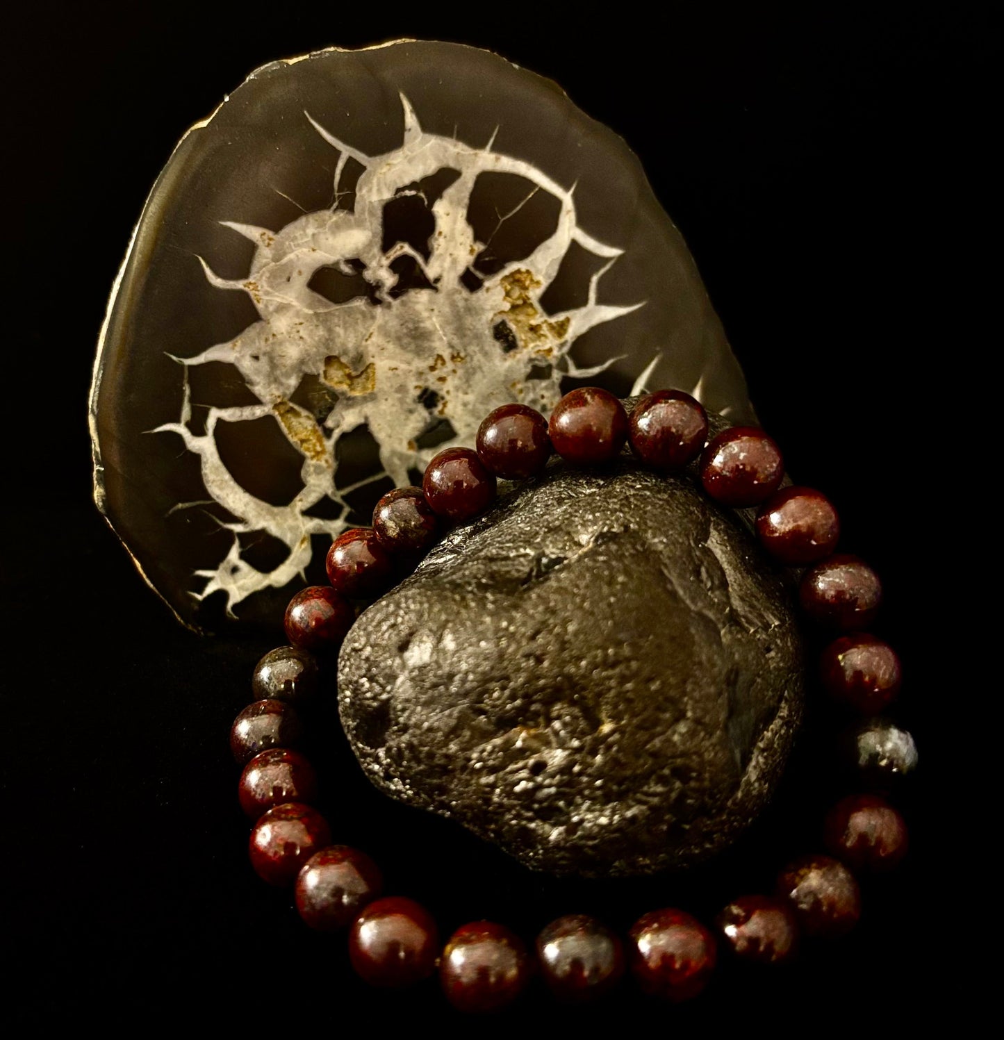 Pulsera de fuerza de heliotropo | Cuentas de energía naturales de 8 mm para protección y vitalidad (ajuste grande de 8")