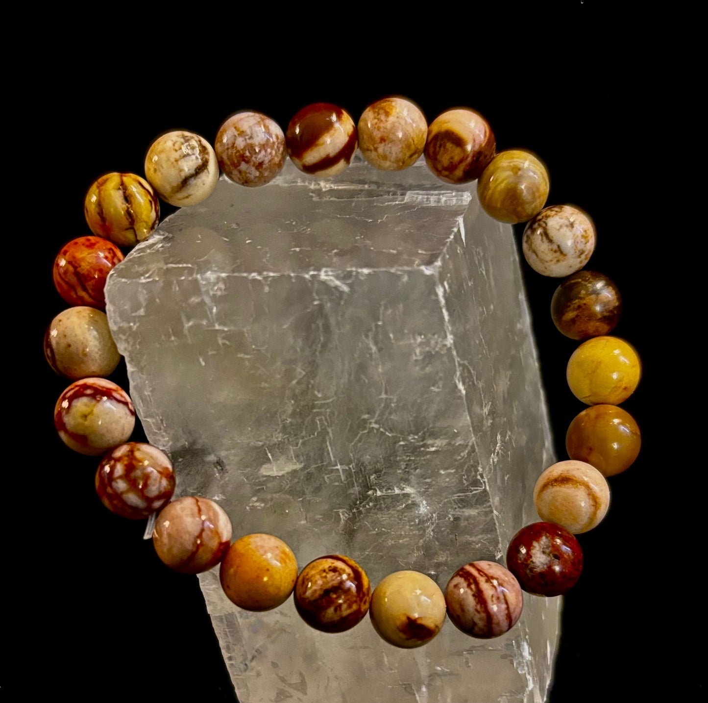 Pulsera de Piedra Natural Jaspe Cacahuete | Cuentas de 8 mm para Enraizamiento, Fuerza y Estabilidad (Muñecas Pequeñas a Medianas)