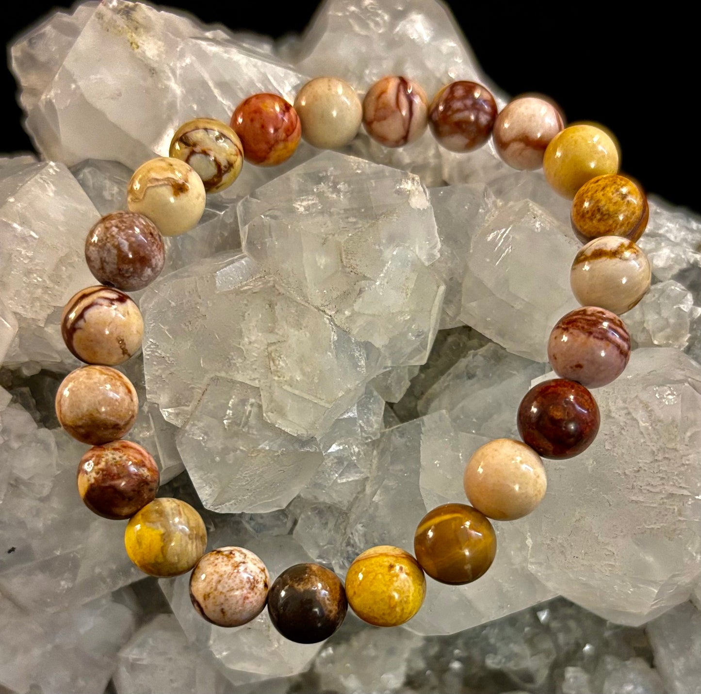 Pulsera de Piedra Natural Jaspe Cacahuete | Cuentas de 8 mm para Enraizamiento, Fuerza y Estabilidad (Muñecas Pequeñas a Medianas)