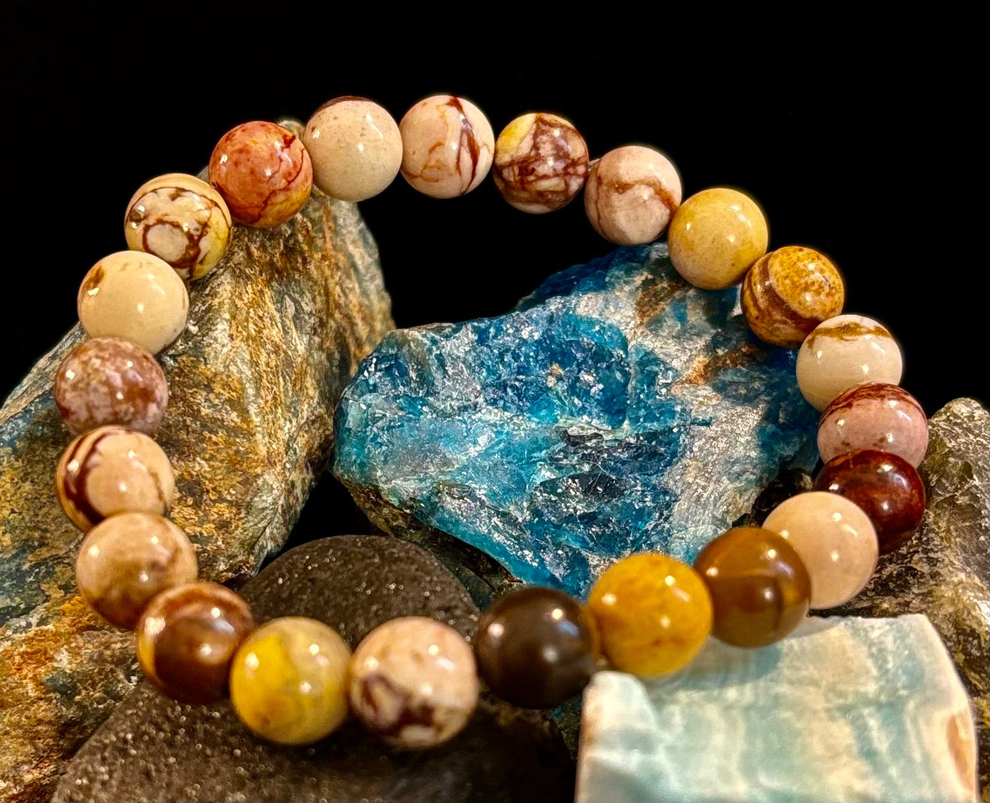 Pulsera de Piedra Natural Jaspe Cacahuete | Cuentas de 8 mm para Enraizamiento, Fuerza y Estabilidad (Muñecas Pequeñas a Medianas)