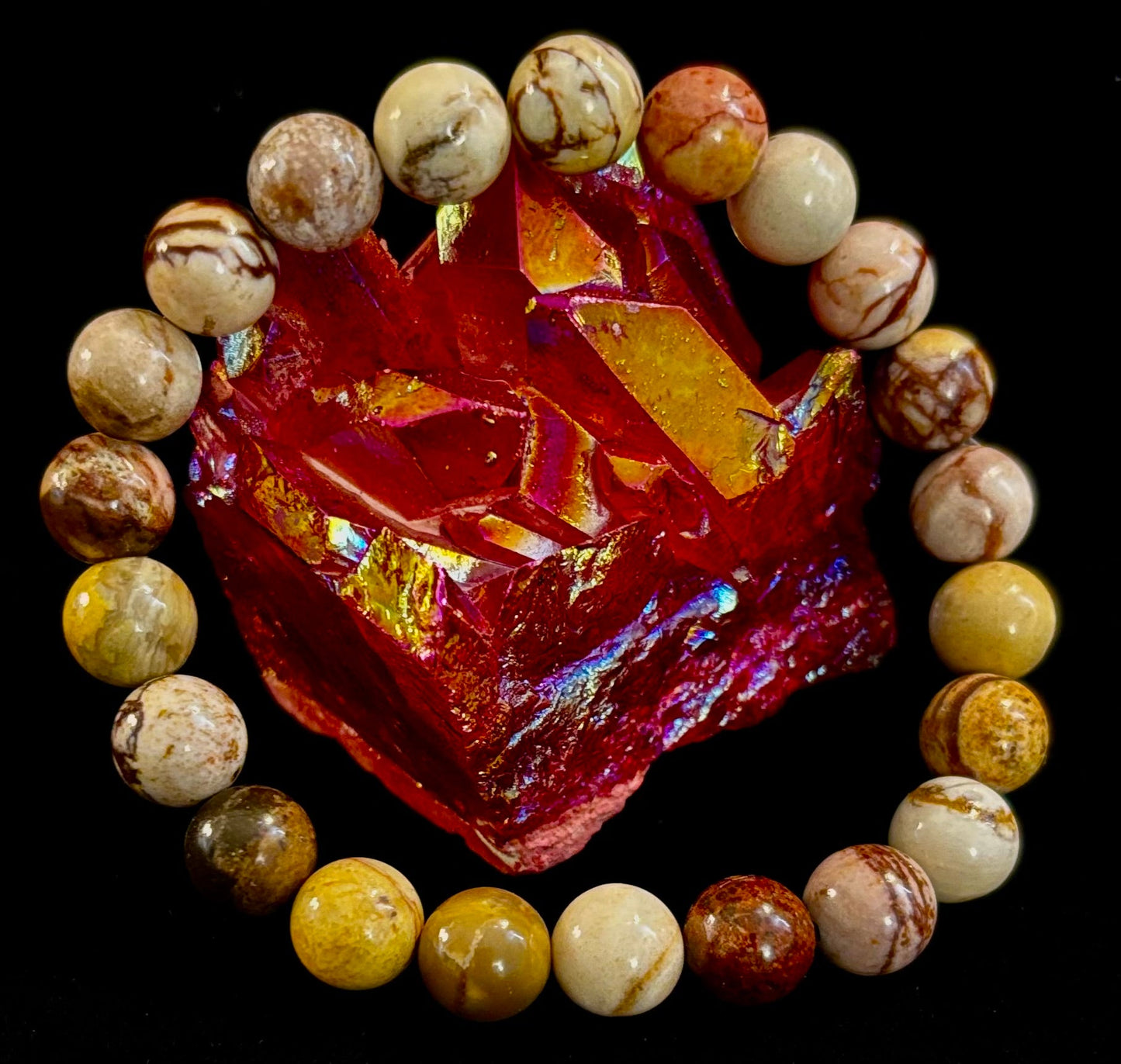Pulsera de Piedra Natural Jaspe Cacahuete | Cuentas de 8 mm para Enraizamiento, Fuerza y Estabilidad (Muñecas Pequeñas a Medianas)