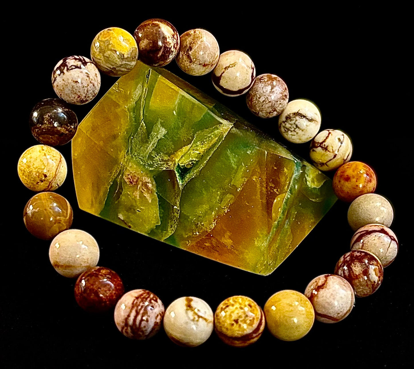 Pulsera de Piedra Natural Jaspe Cacahuete | Cuentas de 8 mm para Enraizamiento, Fuerza y Estabilidad (Muñecas Pequeñas a Medianas)