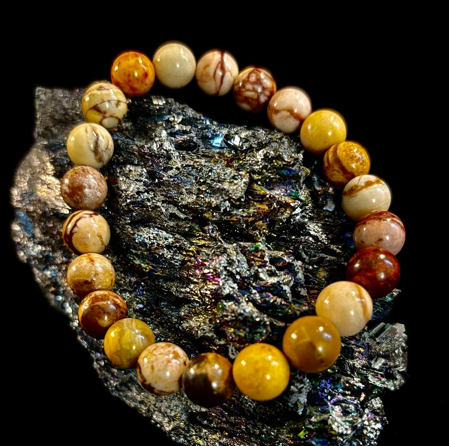 Pulsera de Piedra Natural Jaspe Cacahuete | Cuentas de 8 mm para Enraizamiento, Fuerza y Estabilidad (Muñecas Pequeñas a Medianas)