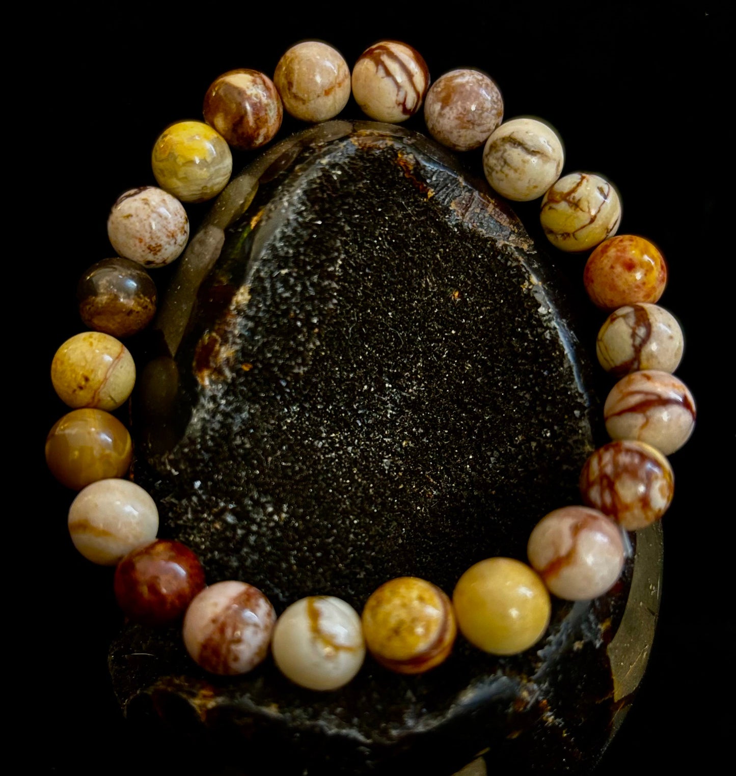 Pulsera de Piedra Natural Jaspe Cacahuete | Cuentas de 8 mm para Enraizamiento, Fuerza y Estabilidad (Muñecas Pequeñas a Medianas)