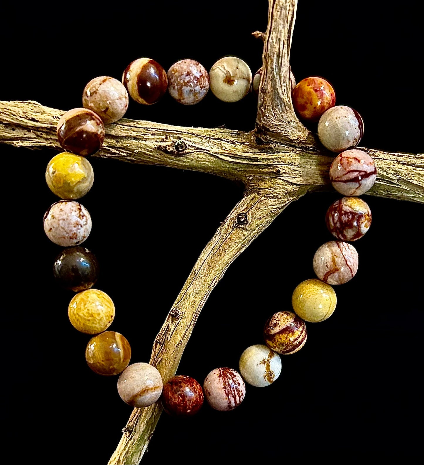 Pulsera de Piedra Natural Jaspe Cacahuete | Cuentas de 8 mm para Enraizamiento, Fuerza y Estabilidad (Muñecas Pequeñas a Medianas)