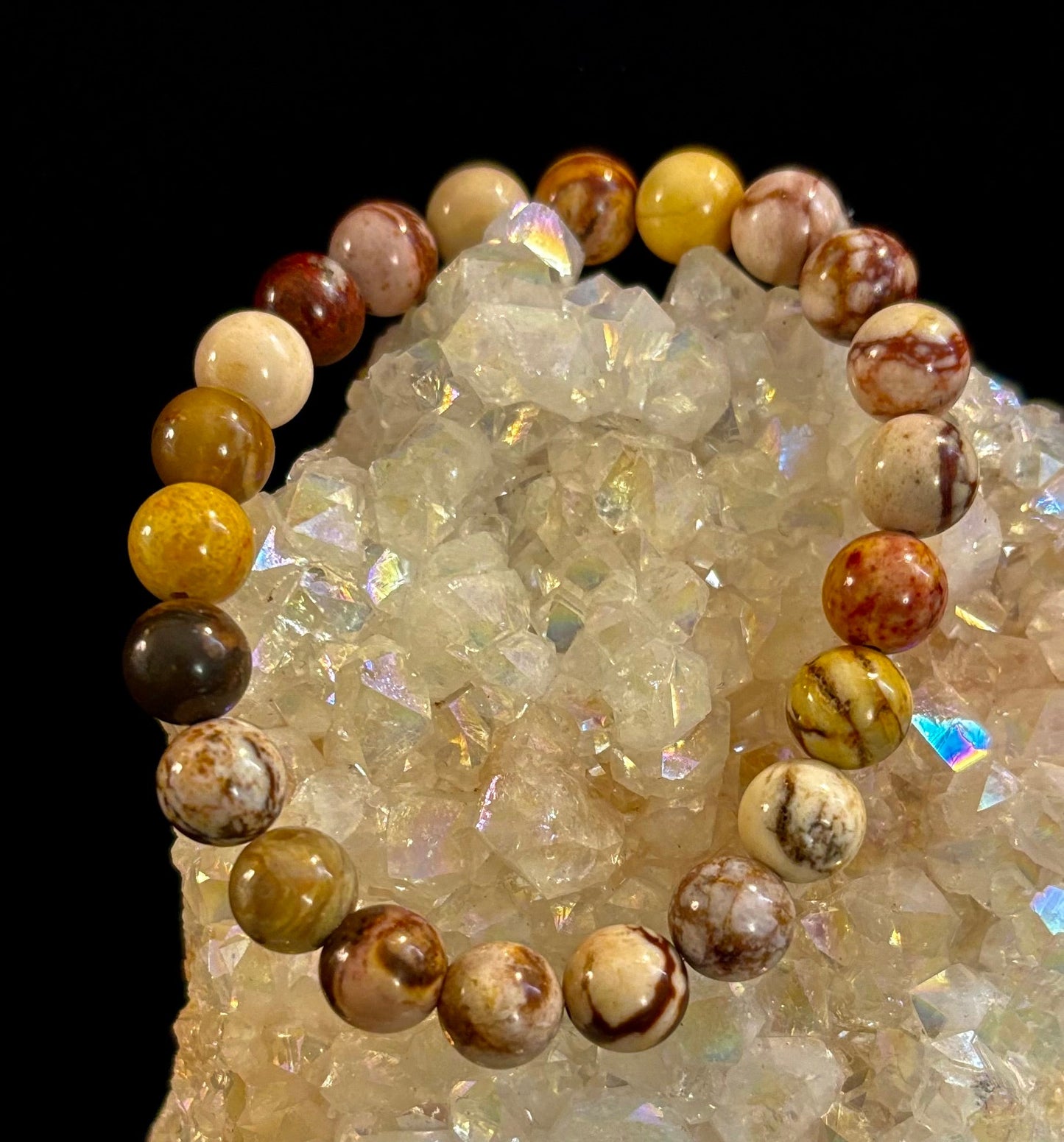 Pulsera de Piedra Natural Jaspe Cacahuete | Cuentas de 8 mm para Enraizamiento, Fuerza y Estabilidad (Muñecas Pequeñas a Medianas)